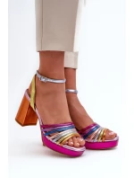 Dámské sandály na podpatku D&A CR920 Multikolor