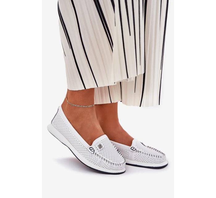 Dámské Kožené Mokasíny S.Barski LR51-673 Bílé