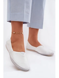 Dámské kožené baleríny model 22100748 Bílá - Maciejka