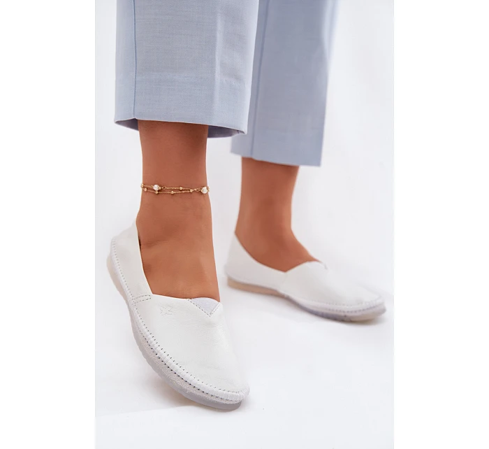 Dámské kožené baleríny model 22100748 Bílá - Maciejka