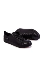 Pánské nízké kožené tenisky Big Star KK174009 Černá Pánské nízké kožené tenisky Big Star KK174009 Černá