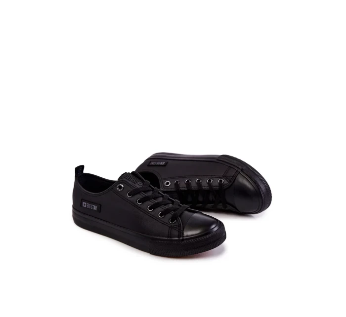 Pánské nízké kožené tenisky Big Star KK174009 Černá Pánské nízké kožené tenisky Big Star KK174009 Černá