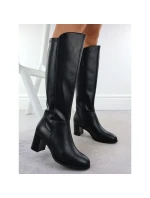 Dámské černé kožené kozačky na podpatku Sergio model 21905865 - LEONE