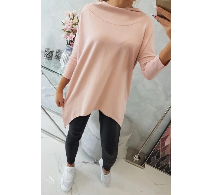 Mikina s potiskem křídel pudrově růžová