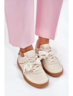 Nízké Dámské Tenisky S Krajkou Leopardí Béžové Zielle