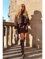 Dámské kozačky nazouvací na jehlovém podpatku s prošitím čokoládové Olyvia