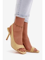 Dámské sandály na podpatku z eko semiše žluté Calvoria