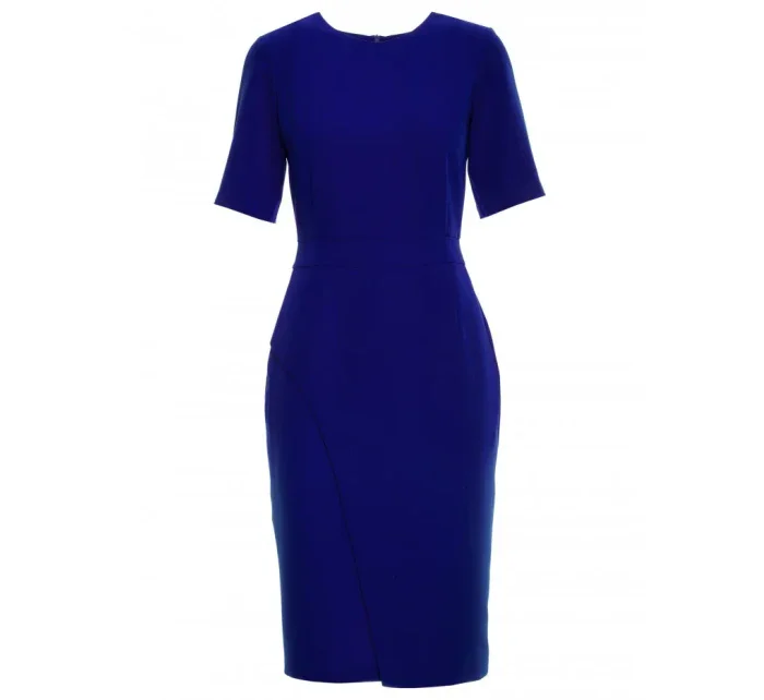 S317 Pouzdrové šaty s dvojitým předním dílem - královská modř