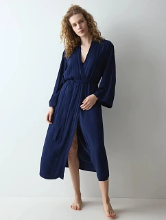 Amourette Jacquard Long Robe - Admiral - TRIUMPH Admiral - TRIUMPH