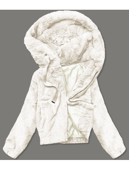 Krátká dámská kožešinová bunda v ecru barvě model 17552864 - S'WEST