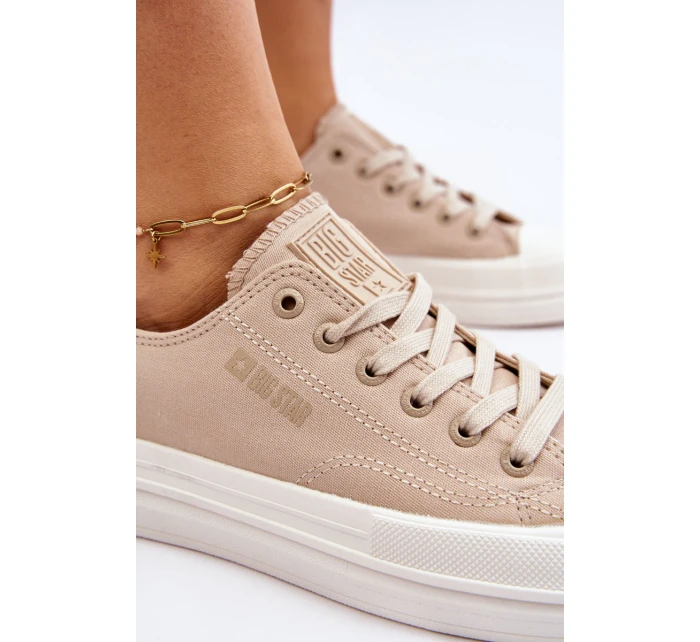 Nízké šněrovací tenisky Big Star LL274969 Béžové Nízké šněrovací tenisky Big Star LL274969 Béžové