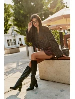 Kozačky ke kolenům na podpatku se  D&A Černé model 21674445 - S.Barski