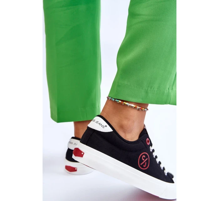 Dámské Cross Jeans Fabric Sneakers LL2R4044 Černé Dámské Cross Jeans Fabric Sneakers LL2R4044 Černé