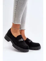 Dámské semišové mokasíny s ozdobou, černá, Loraleima