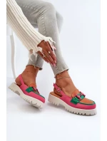 Dámské sandály na plochém podpatku s ozdobou oranžová D&A Dámské sandály na plochém podpatku s ozdobou oranžová D&A