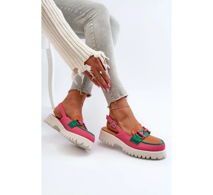 Dámské sandály na plochém podpatku s ozdobou oranžová D&A Dámské sandály na plochém podpatku s ozdobou oranžová D&A