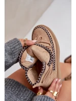 Dámské sněhule s výšivkou na platformě hnědé Naleris