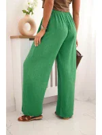 Mušelínové kalhoty se širokou nohavicí zelený