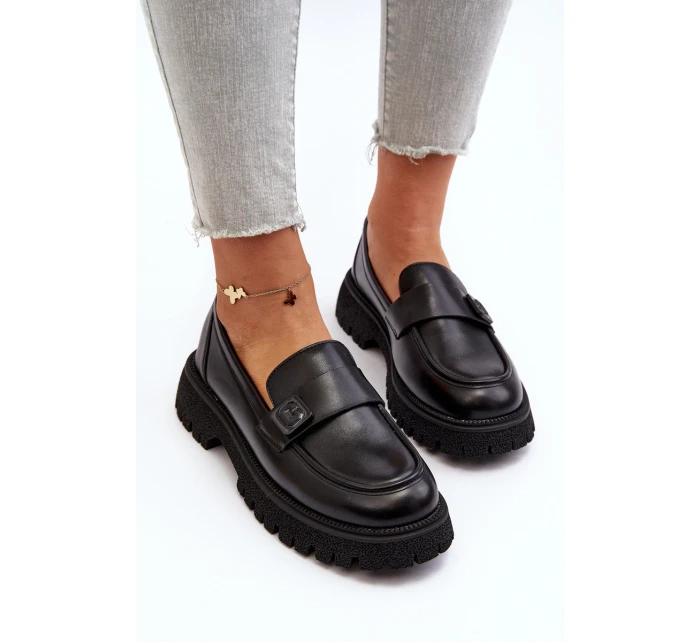 Dámské mokasíny s černým páskem model 21649209 - VINCEZA