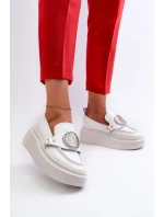 Kožené Mokasíny S Ozdobou Bílé Zazoo 3486