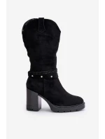 Dámské Kozačky Do  Na Podpatku Zateplené Černé model 21672451 - Boto