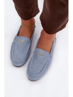 Dámské mokasiny s malým zlatým detailem modré Sarivelle