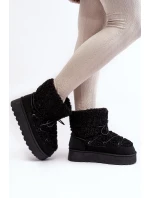 Dámské šněrovací boty do sněhu se silnou podrážkou, černé Loso Dámské šněrovací boty do sněhu se silnou podrážkou, černé Loso