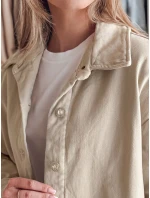 Dámská přechodná košilová bunda oversize KOSMOJACK j.beige FashionStreet TY4842