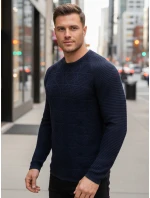 Pánský tmavě modrý svetr model 21995034 - FashionStreet Pánský tmavě modrý svetr model 21995034 - FashionStreet