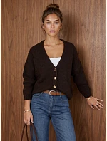 Kardigan damski luźny na guziki czekoladowy FashionStreet MY2573 Kardigan damski luźny na guziki czekoladowy FashionStreet MY2573