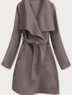 Šedohnědý minimalistický dámský kabát (747art)