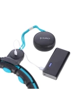 MAGNETICKÝ HULA HOP SET ČERNÝ/TYRKYSOVÝ HHM17 S POČÍTADLEM HMS + ZEŠTÍHLUJÍCÍ PÁS BR163 ČERVENÝ