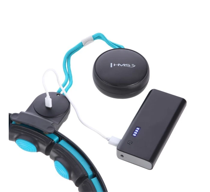 MAGNETICKÝ HULA HOP SET ČERNÝ/TYRKYSOVÝ HHM17 S POČÍTADLEM HMS + ZEŠTÍHLUJÍCÍ PÁS BR163 ČERVENÝ