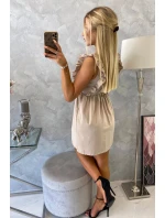 Šaty s volánky na bocích béžové