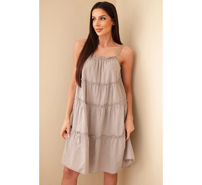 Dámské bavlněné šaty na ramínka s volány fango Dámské bavlněné šaty na ramínka s volány fango