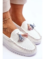 Dámské prolamované kožené mokasíny Bílé model 21618157 - EVENTO Dámské prolamované kožené mokasíny Bílé model 21618157 - EVENTO