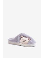Dámské chlupaté pantofle s medvědem šedé Fiorinella Dámské chlupaté pantofle s medvědem šedé Fiorinella
