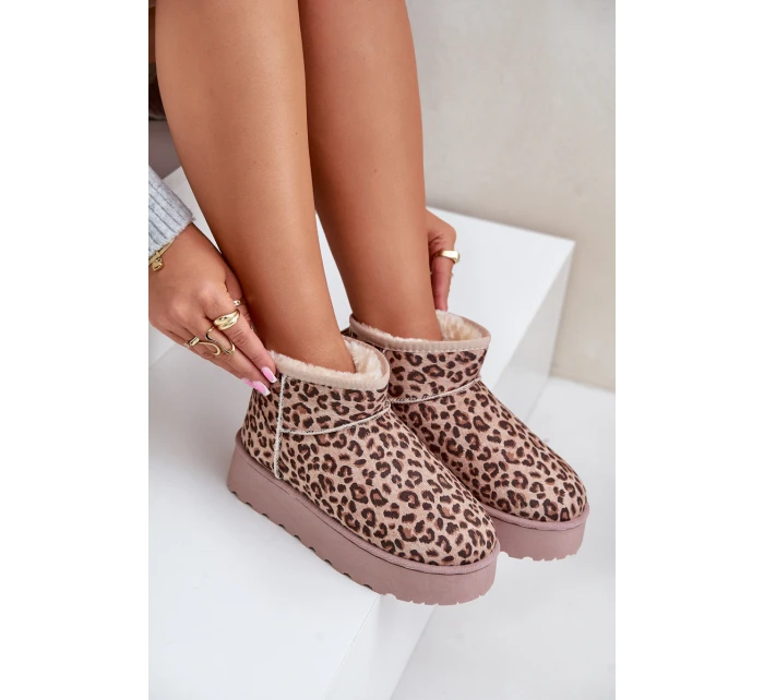 Dámské Sněhule S Leopardím Vzorem Na Platformě Zateplené Kožíškem Hnědé Xamella Dámské Sněhule S Leopardím Vzorem Na Platformě Zateplené Kožíškem Hnědé Xamella