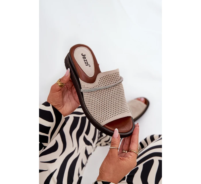 Dámské Klapky Na Klínu S Ozdobným Béžové model 21686874 - Boto Dámské Klapky Na Klínu S Ozdobným Béžové model 21686874 - Boto