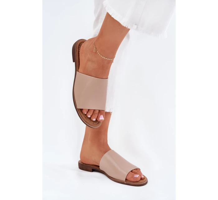 Dámské Kožené Hladké Pantofle Béžové model 21701724 - EVENTO