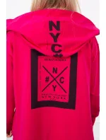 Pláštěnka oversize s kapucí fuchsiová