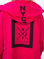 Pláštěnka oversize s kapucí fuchsiová