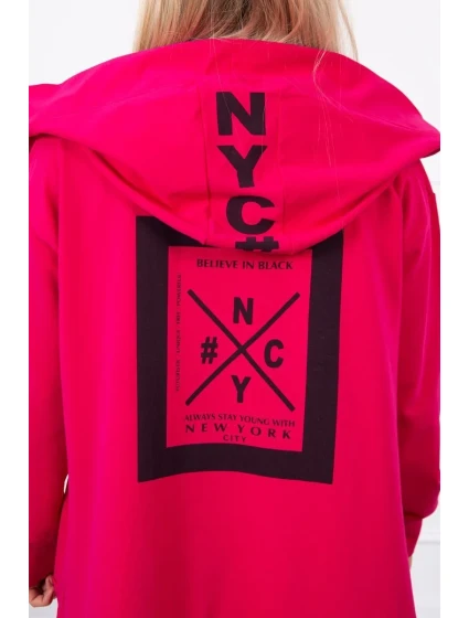 Pláštěnka oversize s kapucí fuchsiová