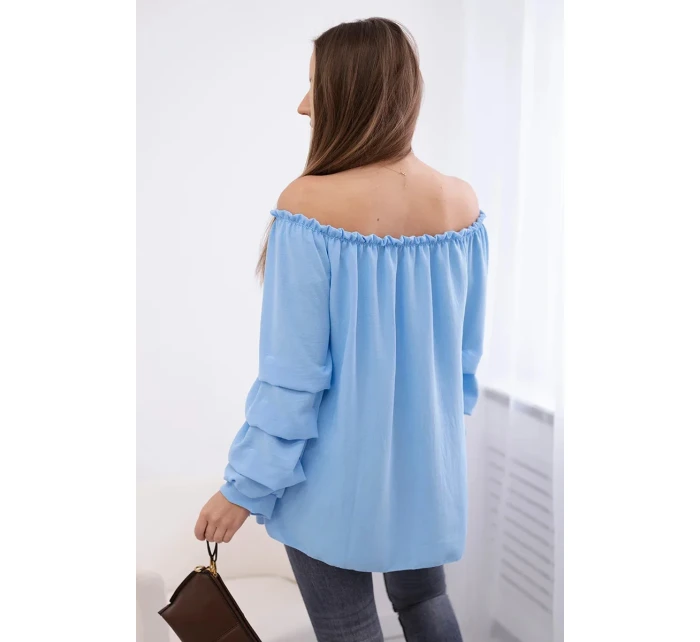 Španělská halenka s ozdobnými rukávy modrý