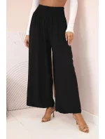 Dámské viskózové kalhoty s elastickým pasem černý