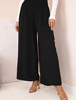 Dámské viskózové kalhoty s elastickým pasem černý