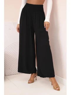 Dámské viskózové kalhoty s elastickým pasem černý