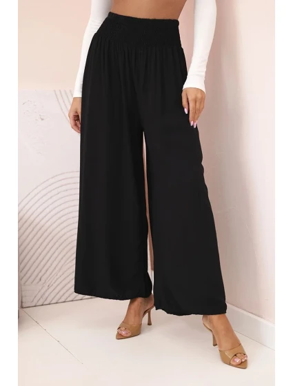 Dámské viskózové kalhoty s elastickým pasem černý