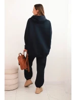 Dámská tepláková souprava zateplená z bavlny s kapucí granátová