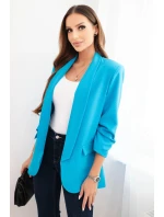 Dámská sako bez zapínání s podšívkou S/M tyrkysová